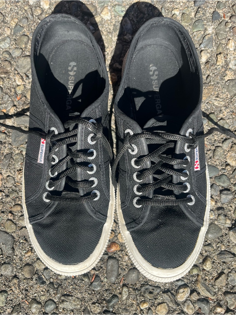 Superga Black Canvas Low-Top Sneakers with White Sole